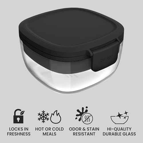 Bentgo Glass Salad Container, 7.6-Cup Bowl with Airtight Lid