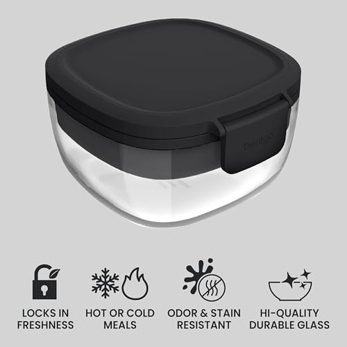Bentgo Glass Salad Container, 7.6-Cup Bowl with Airtight Lid