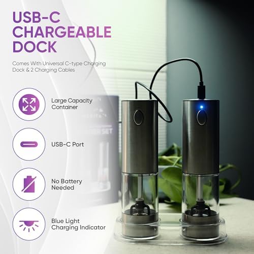 Rechargeable Automatic Salt & Pepper Grinder Set of 2