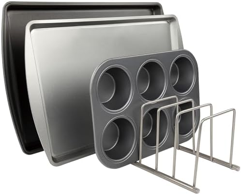 FitWell Kitchen Bakeware Organizer,Plate Racks,Rack for Plastic Lids,Cutting Boards,Cookie Sheets,Pots & Pans Holder,Compact Kitchen Storage,Cabinet Organizer
