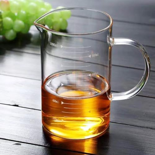 Glass Pitcher, 6.9"*4"Glass Pitcher with Lid, 34OZ/1000ML for Tea