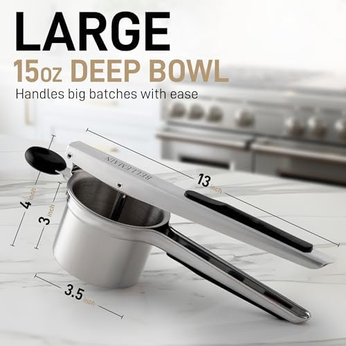 Bellemain Stainless Steel Potato Ricer Mashed Potato Masher - Black