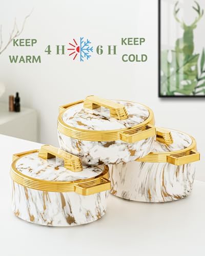 Insulated Serving Bowls Set of 3,Thermal Casserole Dish Set with Lids