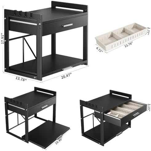 PureBox 2-Tier Adjustable Microwave Stand, Carbon Steel