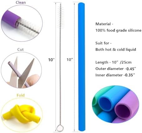 Honfor Reusable Silicone Drinking Straws - Set of 5 - BPA Free - Extra