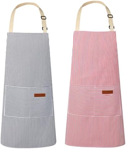 VALOME 2 Pack Kitchen Aprons with Pockets, Cooking Chef Apron for Men