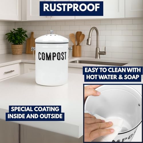 Granrosi Compost Bin, 1.3 Gallon, 3 Charcoal Filters