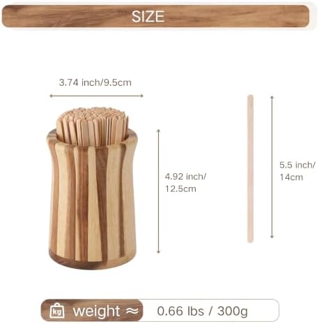 Wood Coffee Stirrers Holder Set with 100 Disposable Stir Sticks