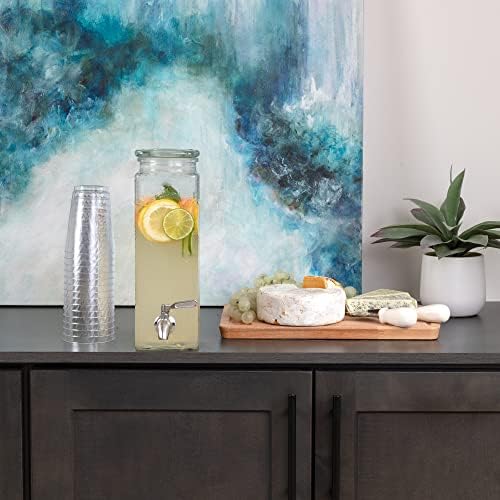 Square Glass Drink Dispenser for Parties - Stainless Steel Spigot +