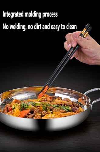 Paella Pan Gold Stainless Steel Skillet Pan Large