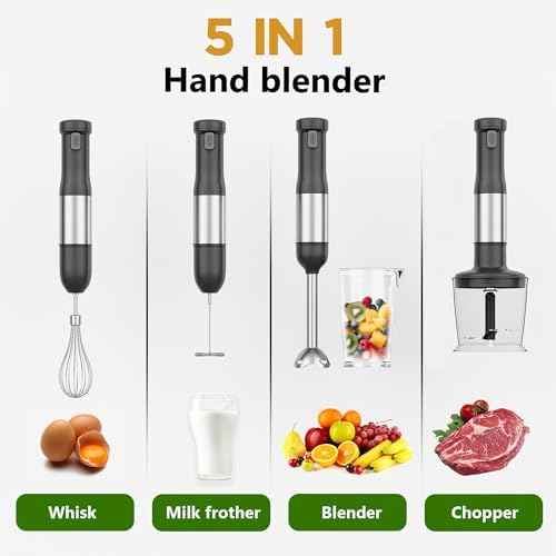 5-in-1 Cordless Immersion Blender with Rechargeable Handheld Battery