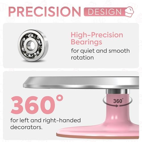 Riccle 12 Inch Pink Aluminum Alloy Revolving Cake Stand