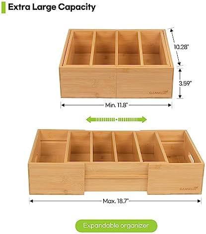 CLEANCLUE Bamboo Expandable Pot Pan and Lid Organizers under Cabinet