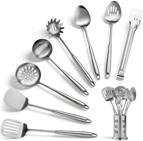 Stainless Steel Cooking Utensils Set,ZIPENY 9 Pieces Kitchen Utensils