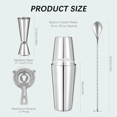 Cocktail Shaker, Professional 5-Piece Bartender Kit with Boston