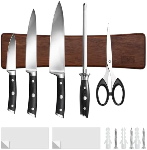 HOSHANHO Acacia Wood Magnetic Knife Strip