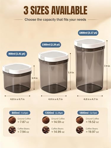 Lupow Airtight Coffee Canister, 1.3L, Dark Brown