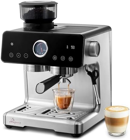 15 Bar Espresso Machine with Grinder, Stainless Steel