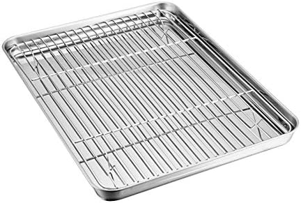 TeamFar Baking Sheet with Cooling Rack Set, 16 x 12 x 1 inch