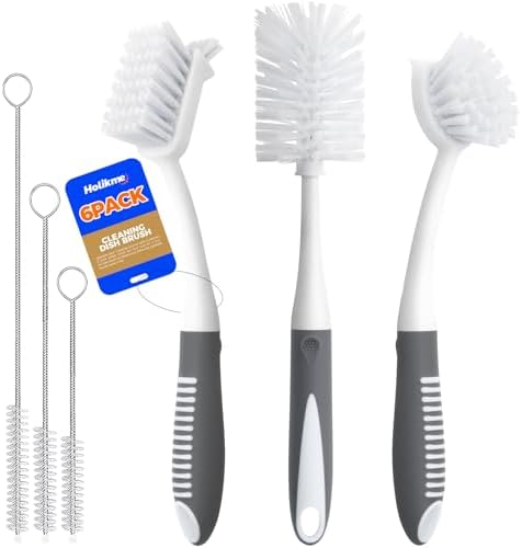 Holikme 6 Pack Dish Brush Set, Gray