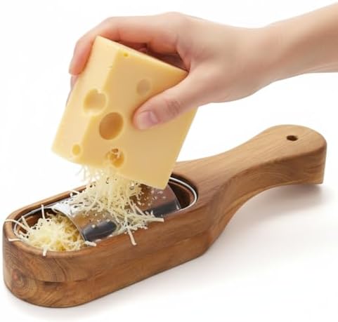 ZENFUN Removable SUS304 Stainless Steel Cheese Grater with Wooden