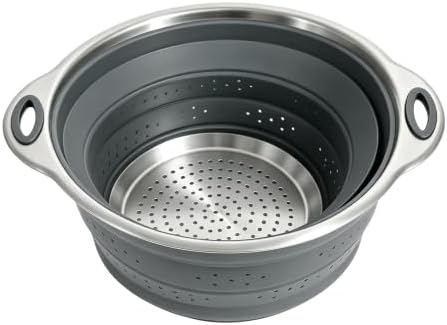 Mejoncb Collapsible Colander – Platinum Silicone Strainer with