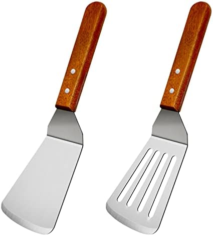 KLAQQED 2Pcs Metal Spatulas Set, Metal Spatula for Cast Iron Skillet