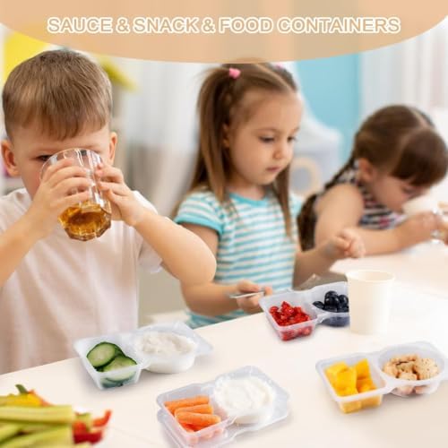 Reusable Snack Containers With Lids,2 Compartment Snackle Box