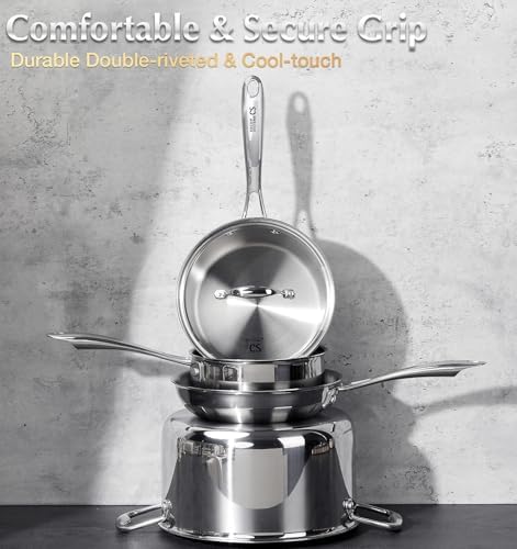 KOCH SYSTEME CS 6PCS Tri-Ply Stainless Steel Pot Set with Lids 2 & 3 & 8QT