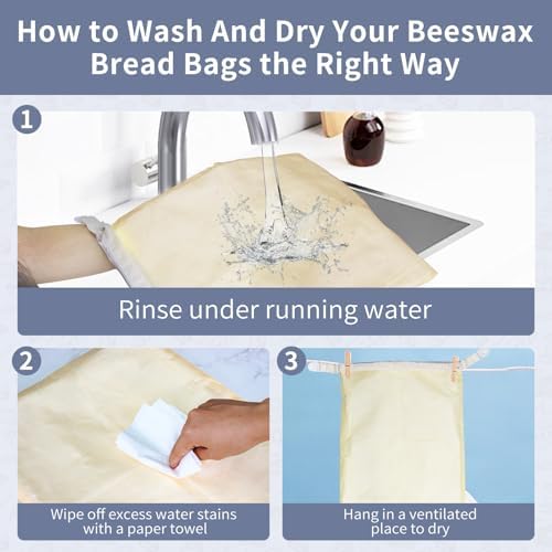 Saicefe 2 Pack Reusable Beeswax Bread Bags