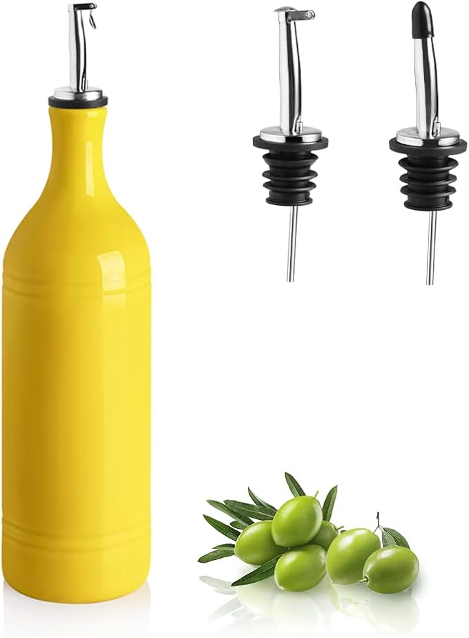 Sweejar Large Ceramic Olive Oil Dispenser Bottle, Opaque Oil Cruet Protects to by Sweejarco1949
