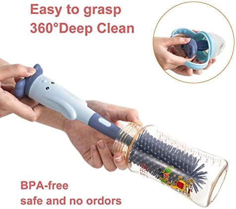 Silicone Baby Bottle Brush with Stand, Water Bottle Brush Cleaner Set