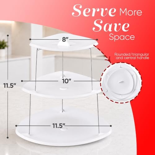 Masirs Collapsible 3-Tier Party Tray: Decorative Design Folds for