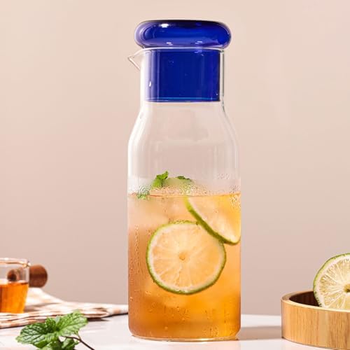 hjn Glass Pitcher with glass cup Water Carafe with Lid, Fridge Water