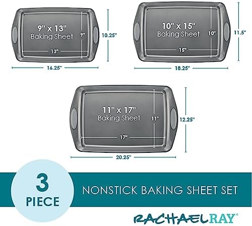 Rachael Ray Bakeware Nonstick Cookie Pan Set, Baking Pans Set, 3 Piece