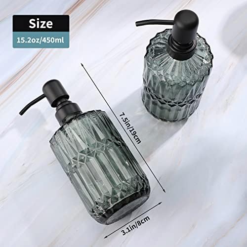 Segbeauty Glass Soap Dispenser Set, 2 Pack, 15.2oz, Green