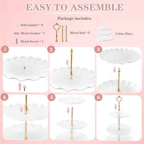 5 Pcs Dessert Table Display Set, Round Cupcake Stand, White
