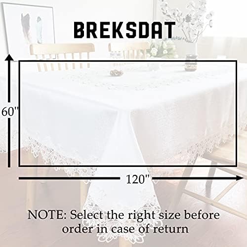 Lace Tablecloth Fabric Washable Off White 60x120inch