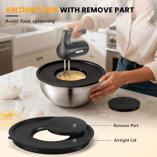 5-Speed Hand Mixer Electric With 4 Mixing Bowls Set