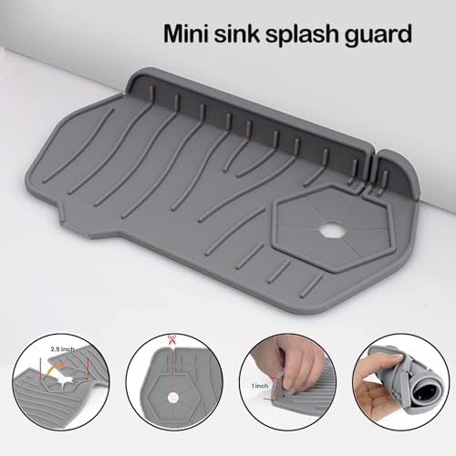 Mini sink splash guard 9.6” Dual – Sided Small Faucet Splash & Drain