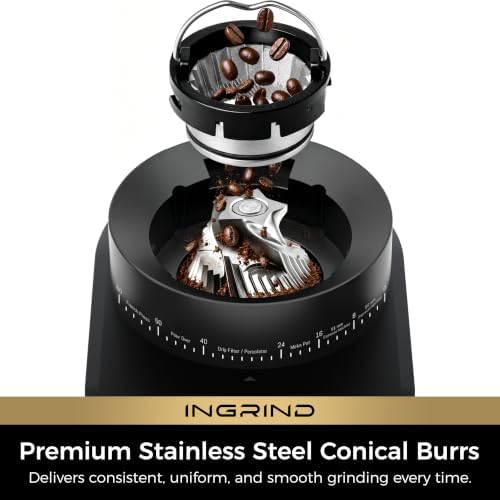 CHULUX Espresso Machine with Conical Burr Grinder, Black