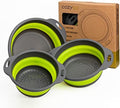 Colanders & Food Strainers with Bowl [Collapsible 3 piece Set Green]