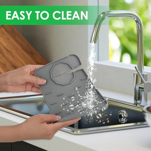 2Pcs Silicone Sink Faucet Splash Guard Mat Sponge Holder
