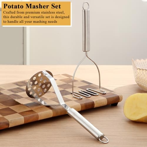 Potato Masher 2 Pcs, Kyraton Stainless Steel Heavy Duty Mash Potatoes