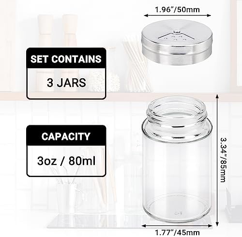 Segarty Spice Jars with Labels Set - 3 Pcs 3oz Glass Jars with Shaker