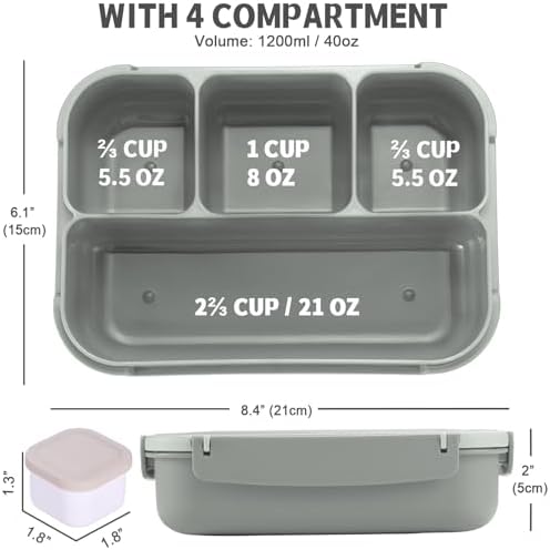 Bento Box Adult Lunch Box, Lunch Containers for Kids Girls Boys with 4