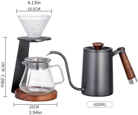 Minimalists Hand Pours Over Coffee Maker Set with Metal Stand