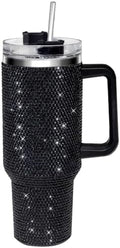 40oz Tumbler with Handle and Straw, Glitter Rhinestones Tumbler Bling