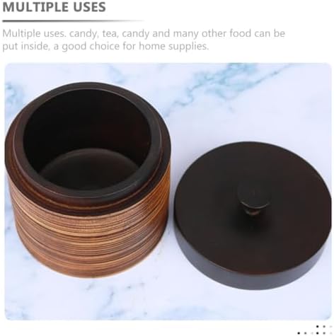 Wooden Tea Storage Tin with Lid for Home Pantry Organization