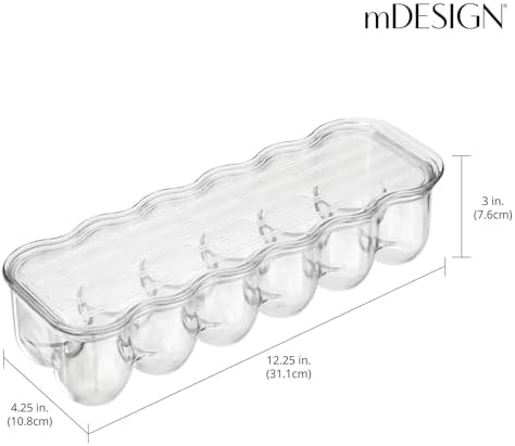 mDesign Stackable Covered Egg Holder, 12 Eggs, Clear